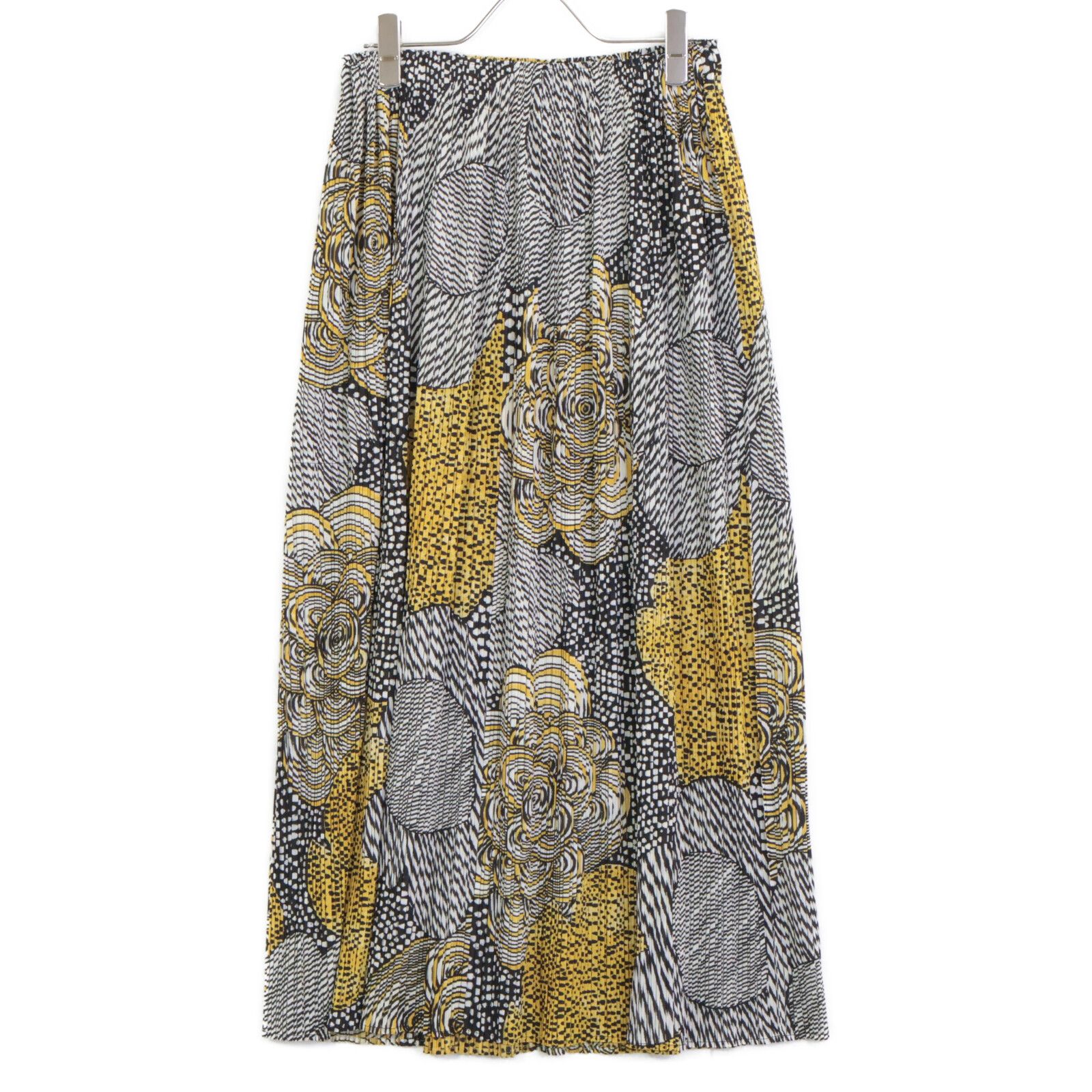 PLEATS PLEASE プリーツプリーズ 18AW PP83-JG715 グレー×イエロー 総柄 プリーツ フラワースカート 3