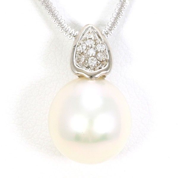 K14WG ネックレス NECKLACE パール 真珠 ダイヤ 0.05 総重量約4.8g 約45cm