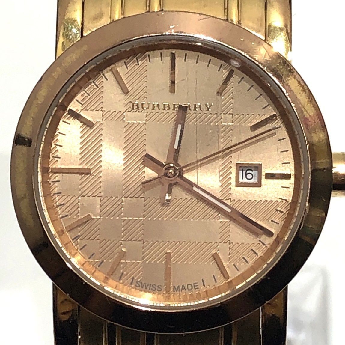 ☆BURBERRY バーバリー BU1866 クオーツ 腕時計 デイト付 ゴールド色