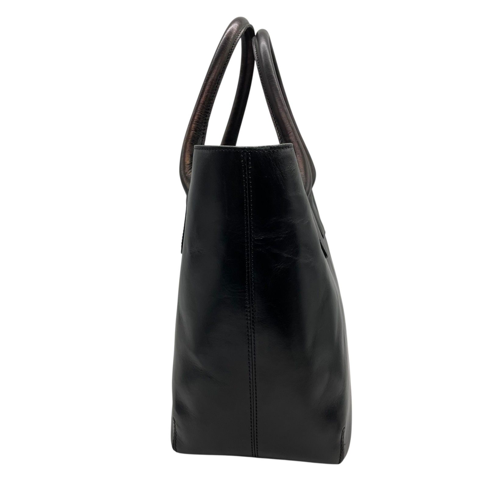 ヒロフ HIROFU 牛革 黒　ハンドバッグ イタリア製　Hロゴ　ゴールド金具 HIROFU(ヒロフ) H logo gold hardware leather mini backpack H
