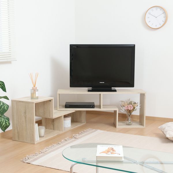 L字型伸縮TVボード オーク 組立品 代引不可 MARWIL-DEMENAGEMENTS_CH