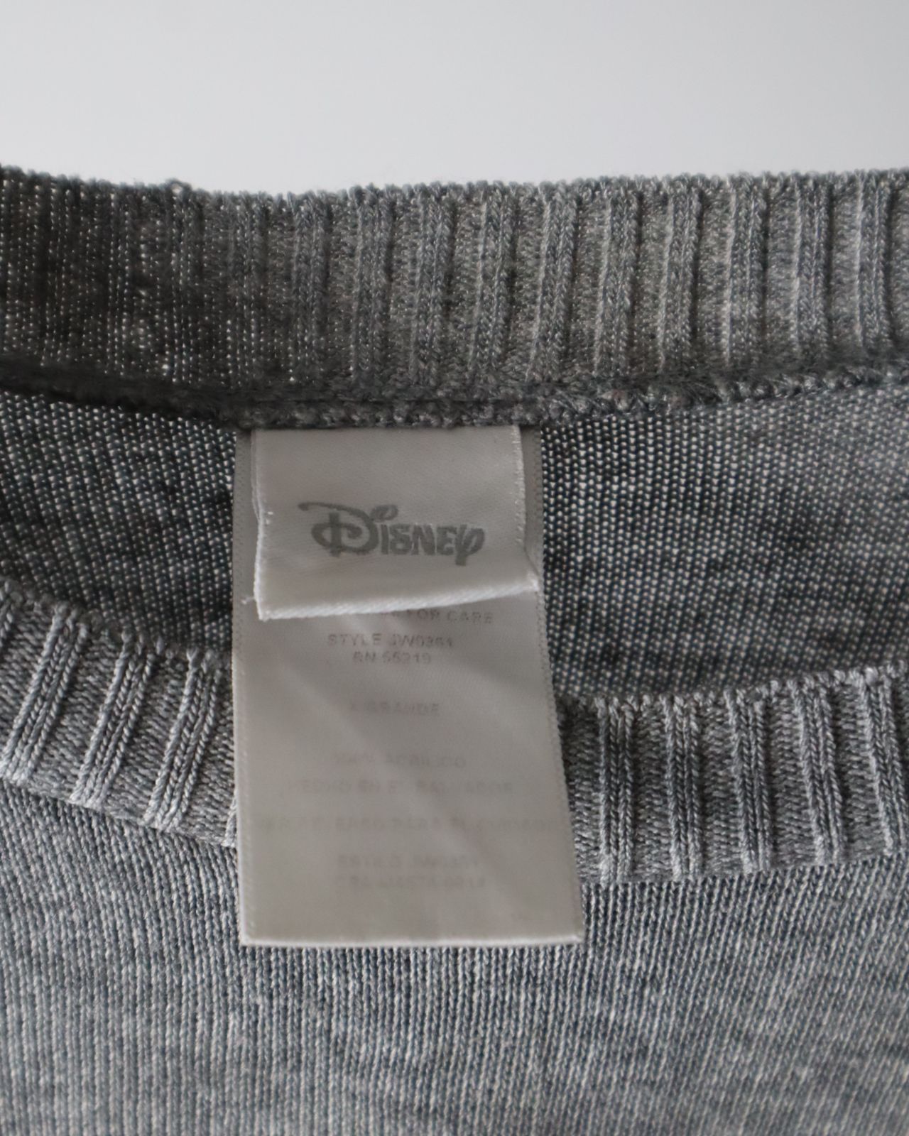 【Disney】オールド ミッキー デザイン 薄手 ニット セーター グレー