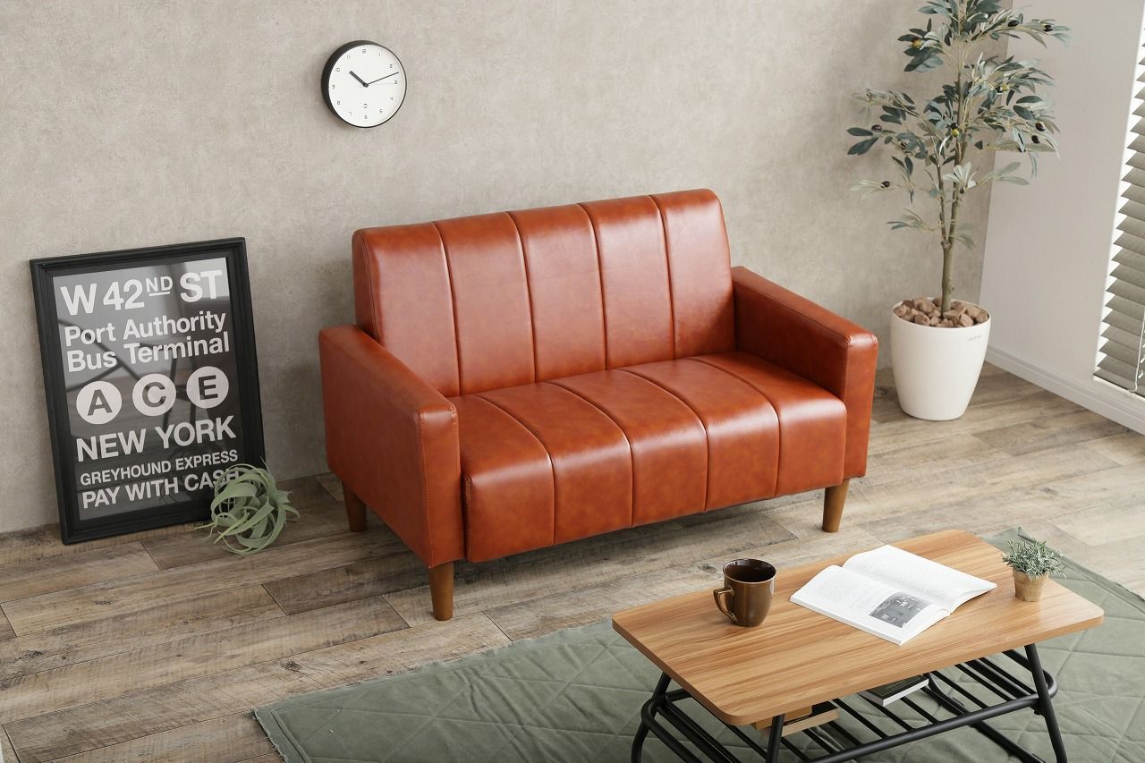 Theo 2人掛 PVCレザーソファ