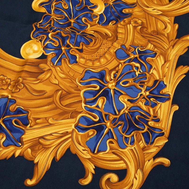 シャネル ヴィンテージ ココマーク ロゴ ネイビー ゴールド シルク レディース CHANEL 1-0234305