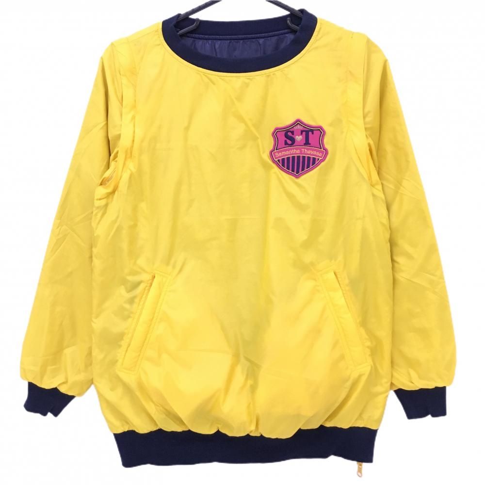 特価【美品】サマンサタバサ 中綿リバーシブルスニード イエロー×ネイビー ブルゾン 4WAY レディース 36(S) ゴルフウェア Samantha Thavasa