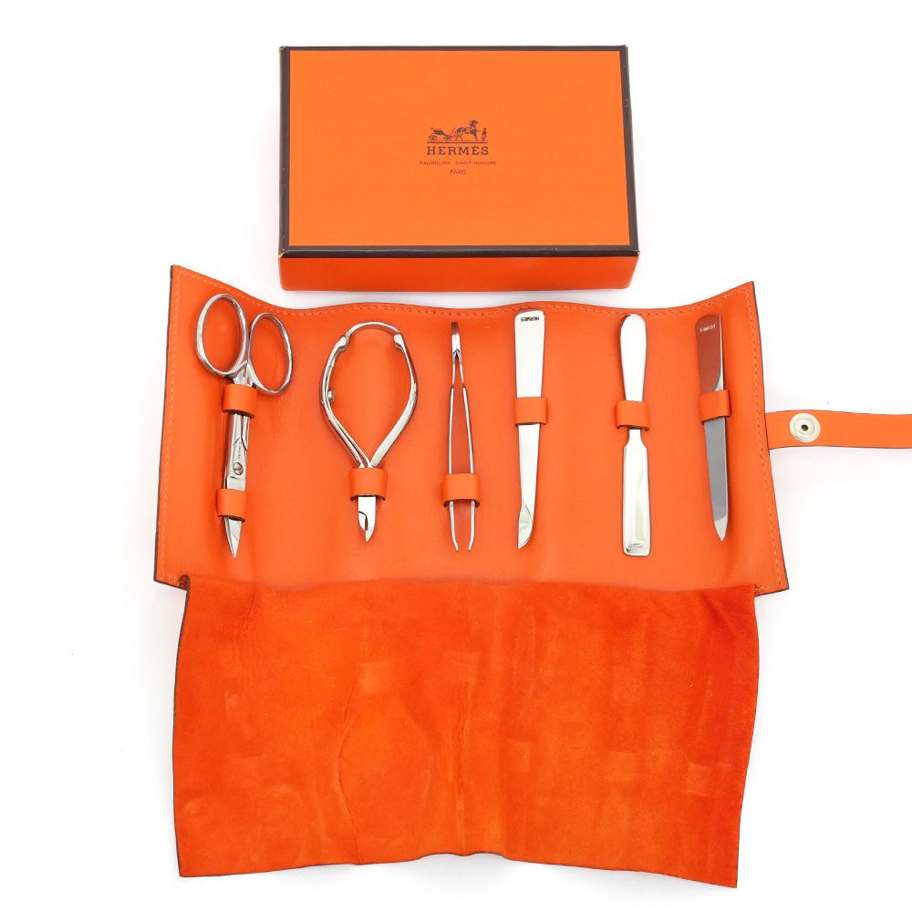 エルメス　グルーミングセット　箱袋あり！ほぼ未使用　ネイルケア 名東】エルメス グルーミングセット ネイルケアセット レザー