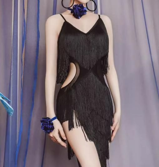 ラテンドレス ラテンワンピース ダンス衣装 フリンジ オーダーメイド