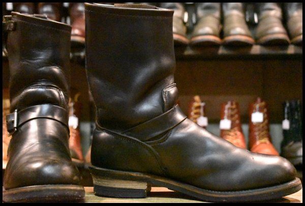 10.5D PT91プリント レッドウィング 2268 エンジニア ブラッククローム スチールトゥ プルオン ブーツ redwing HOPESMORE FI400