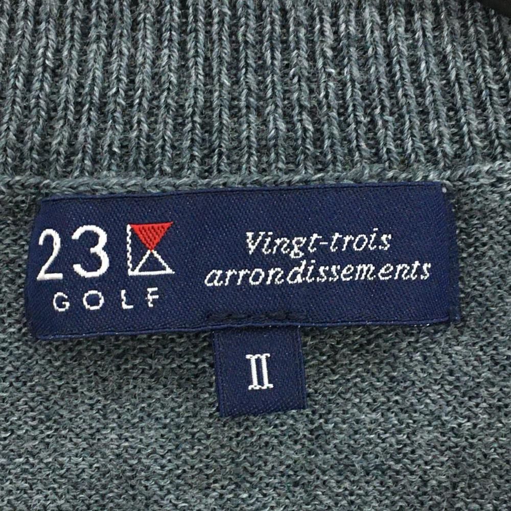 23区ゴルフ★ハーフジップ ウール混 ニット ウェア ブラック ブルー Mサイズ 23区ゴルフ☆ハーフジップ ウール混 ニット ウェア ブラック