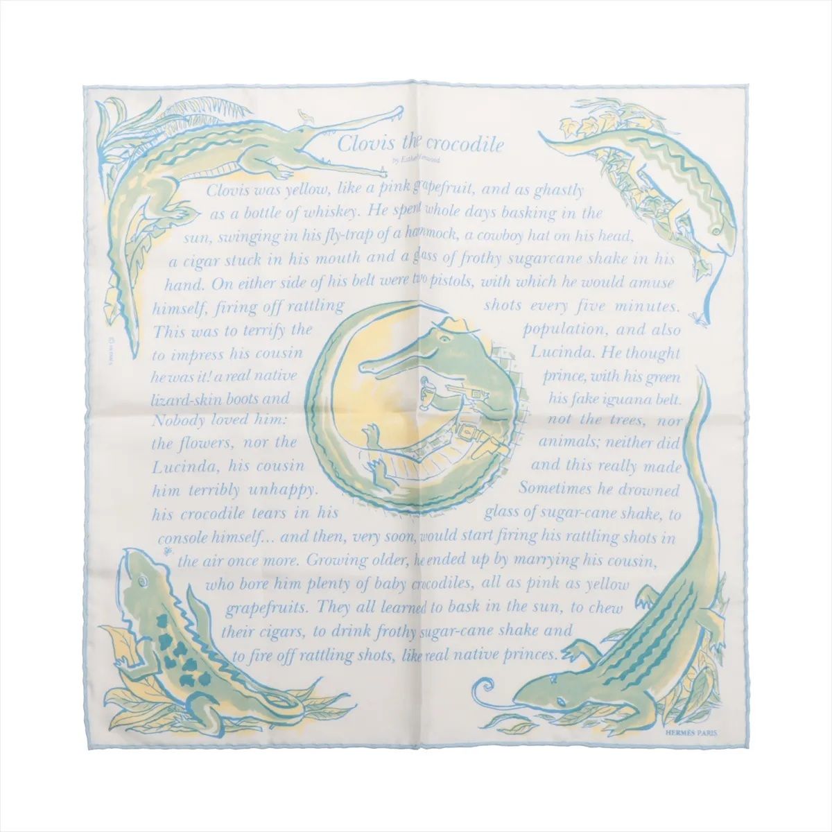 未使用 エルメス カレ CLOVIS LE CROCODILE クロコダイルのクロヴィス  