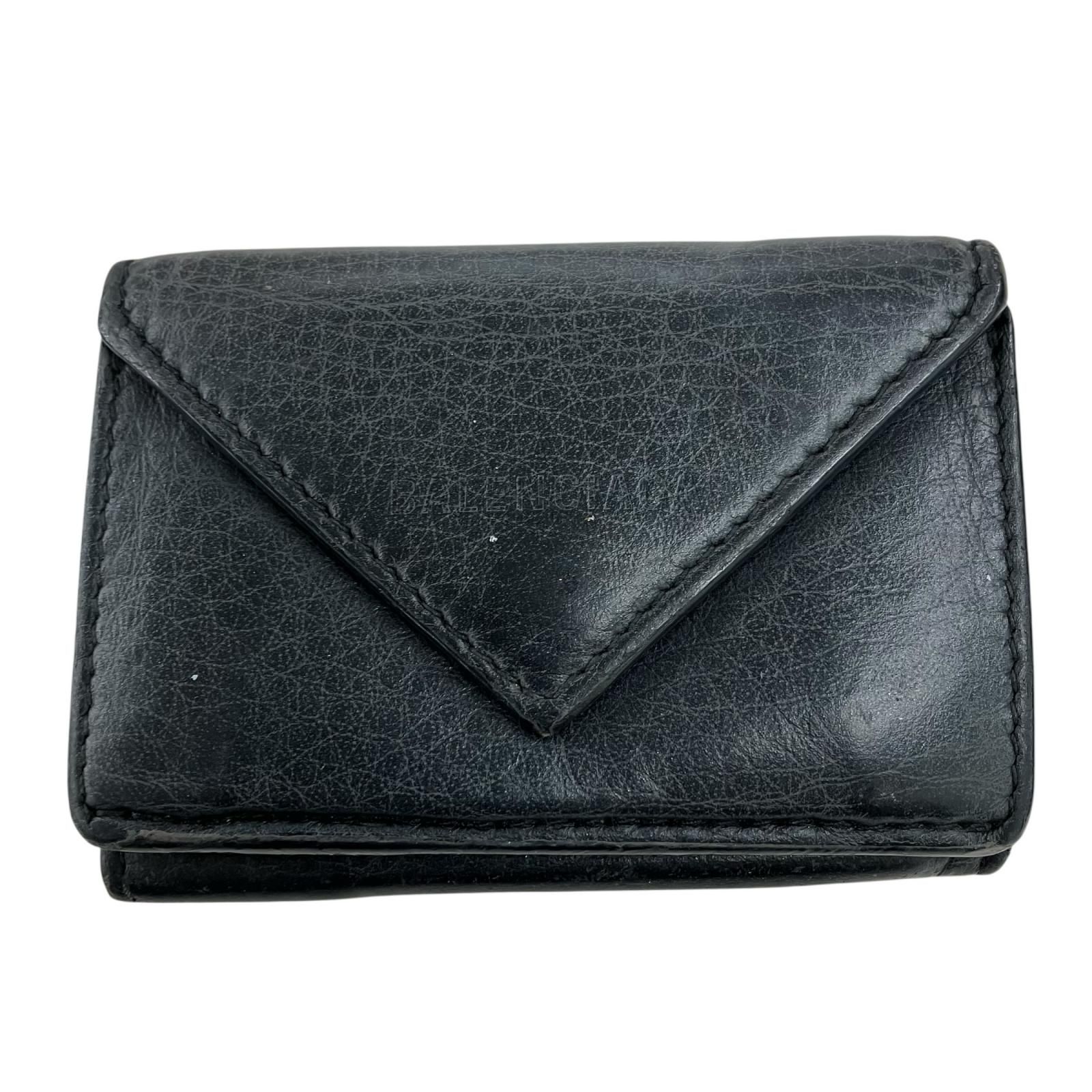 BALENCIAGA 三つ折り財布 ブラック BALENCIAGA 三つ折り財布 黒 レザー