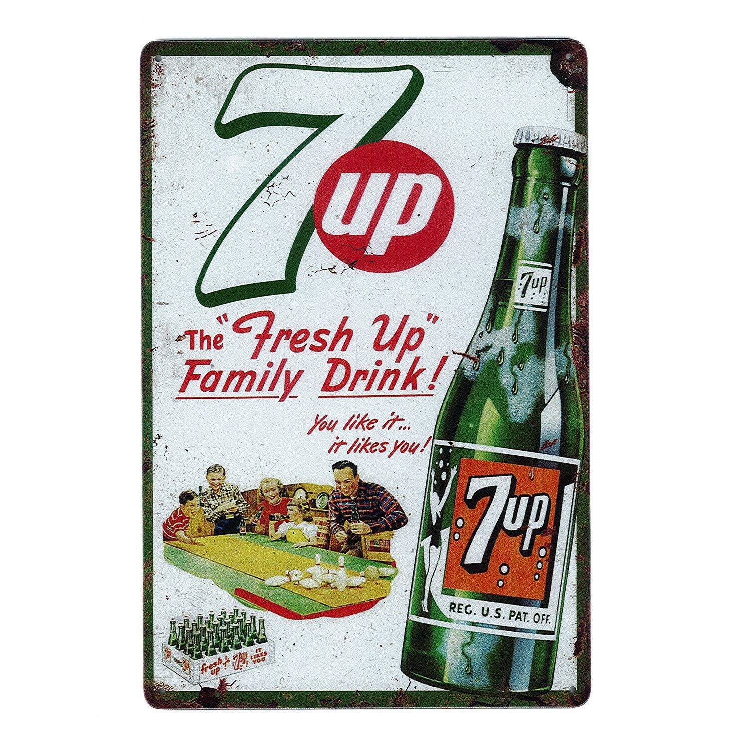 ★新品★【7UP サインプレート】※フォロワー限定クーポン有り サインボード 看板 ブリキ看板 メタルサイン A4 アメ雑 アメリカン雑貨 ガレージ  レトロ雑貨