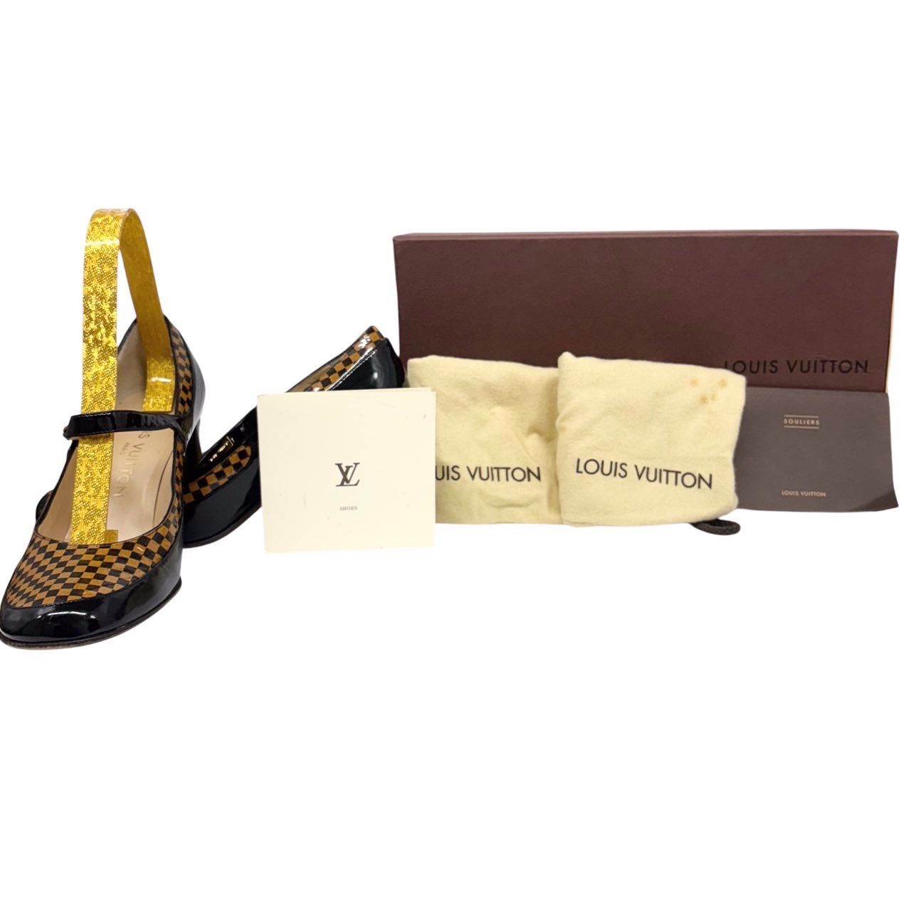 ルイヴィトン LOUIS VUITTON 極美品 パンプス ダミエ ゴールド
