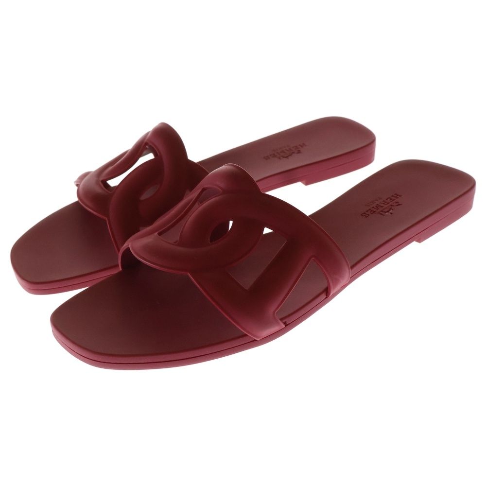 HERMES エルメス アロハ シェーヌダンクル ラバー フラットサンダル レッド レディース