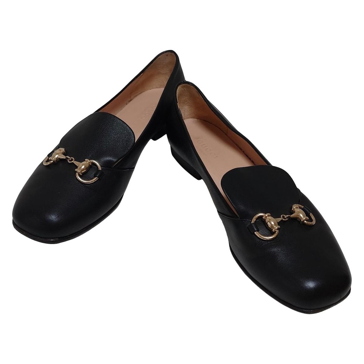 安心 GUCCI グッチ フラットシューズ 36 1 2 レディース - 466702 黒 ホースビット アウトソール張替済 レザー 流行に敏感