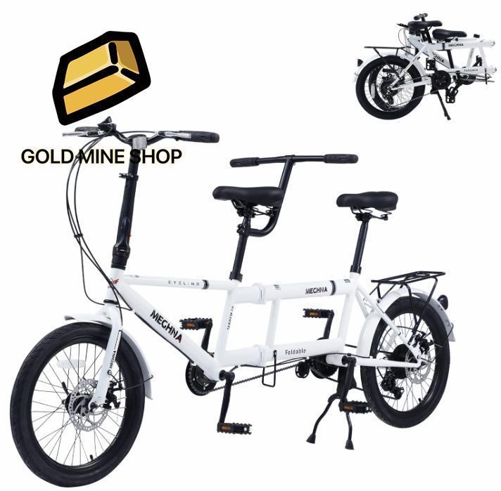 折りたたみ式タンデムバイク ファミリータンデムバイク 大人2人用 調節 7速タンデム自転車 クルーザーバイク 旅行やカップルライディン