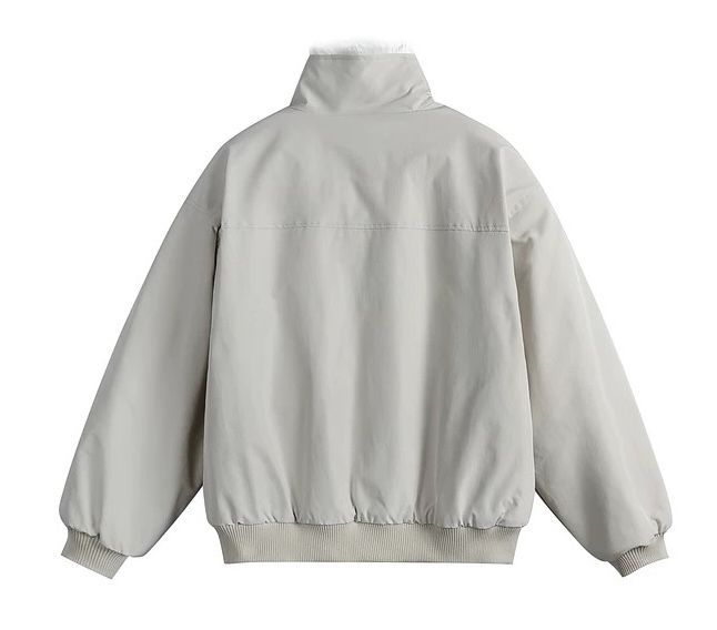 h アメリカンヴィンテージ風 無地 ファー付き 中綿ジャケット｜ユニセックス 厚手 冬用 クリーンフィット カップルコーデ