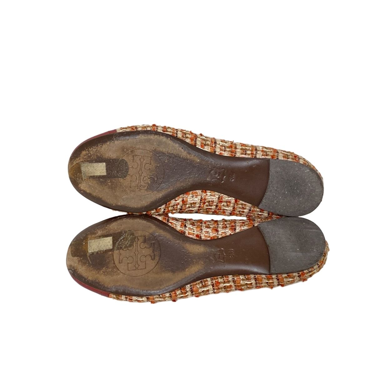 【新品未使用品】✨Tory Burch 22 フラットシューズ 茶 レザー ロゴ 新品未使用品】✨Tory Burch 22 フラットシューズ 茶 レザー ロゴ