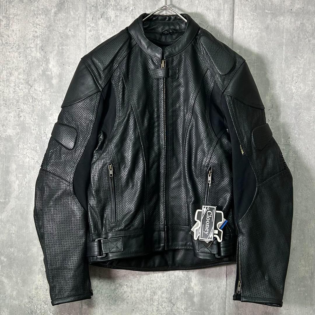 clooney ライダースジャケット　本革 XL 黒 新品 Clooney Kevlar レザー ライダースジャケット 黒 S 本革 Clooney