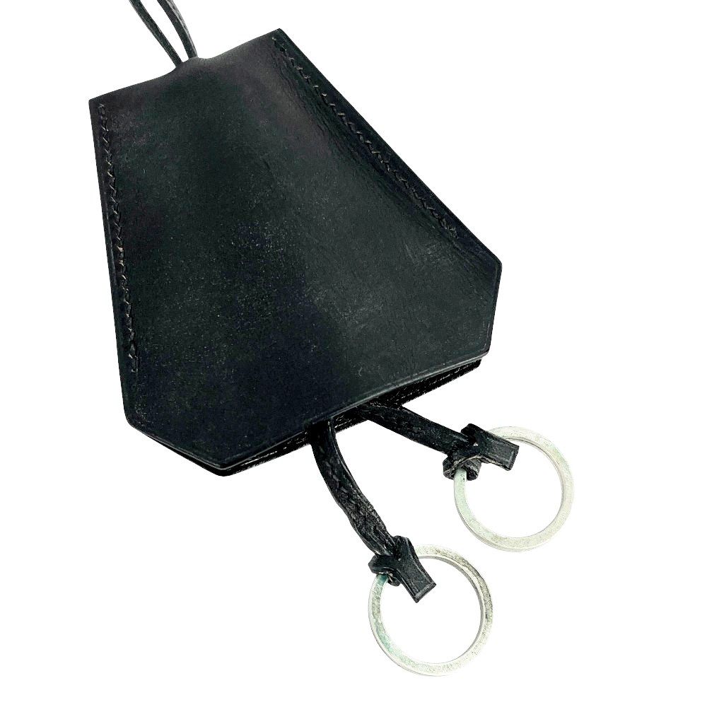 エルメス ミニクロシェットチャームキーホルダー　黒　美品 □美品□ エルメス クロシェット クローシュ ネックレス