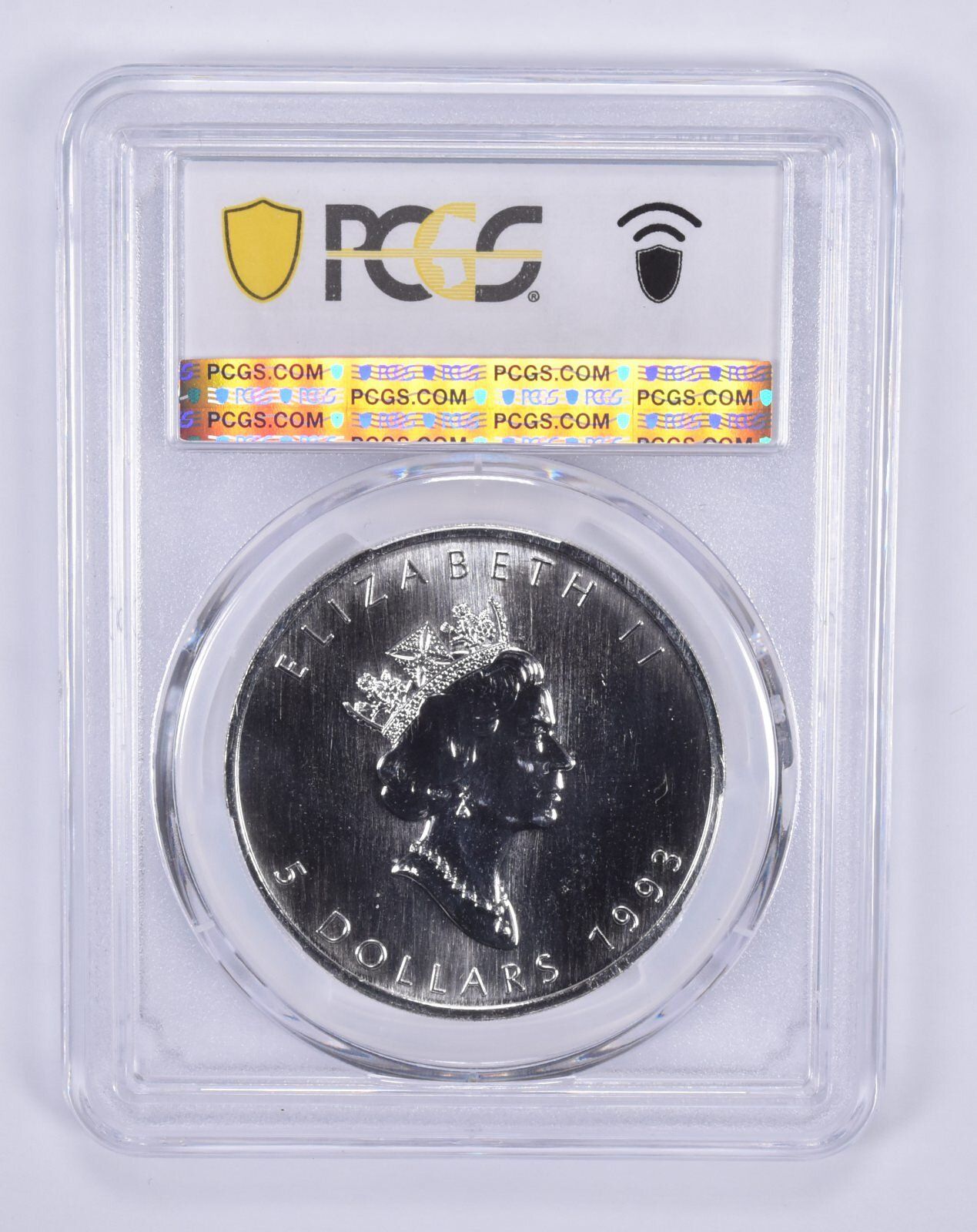 1993年カナダ5ドル銀貨メープルリーフMS69 PCGSブルーラベル