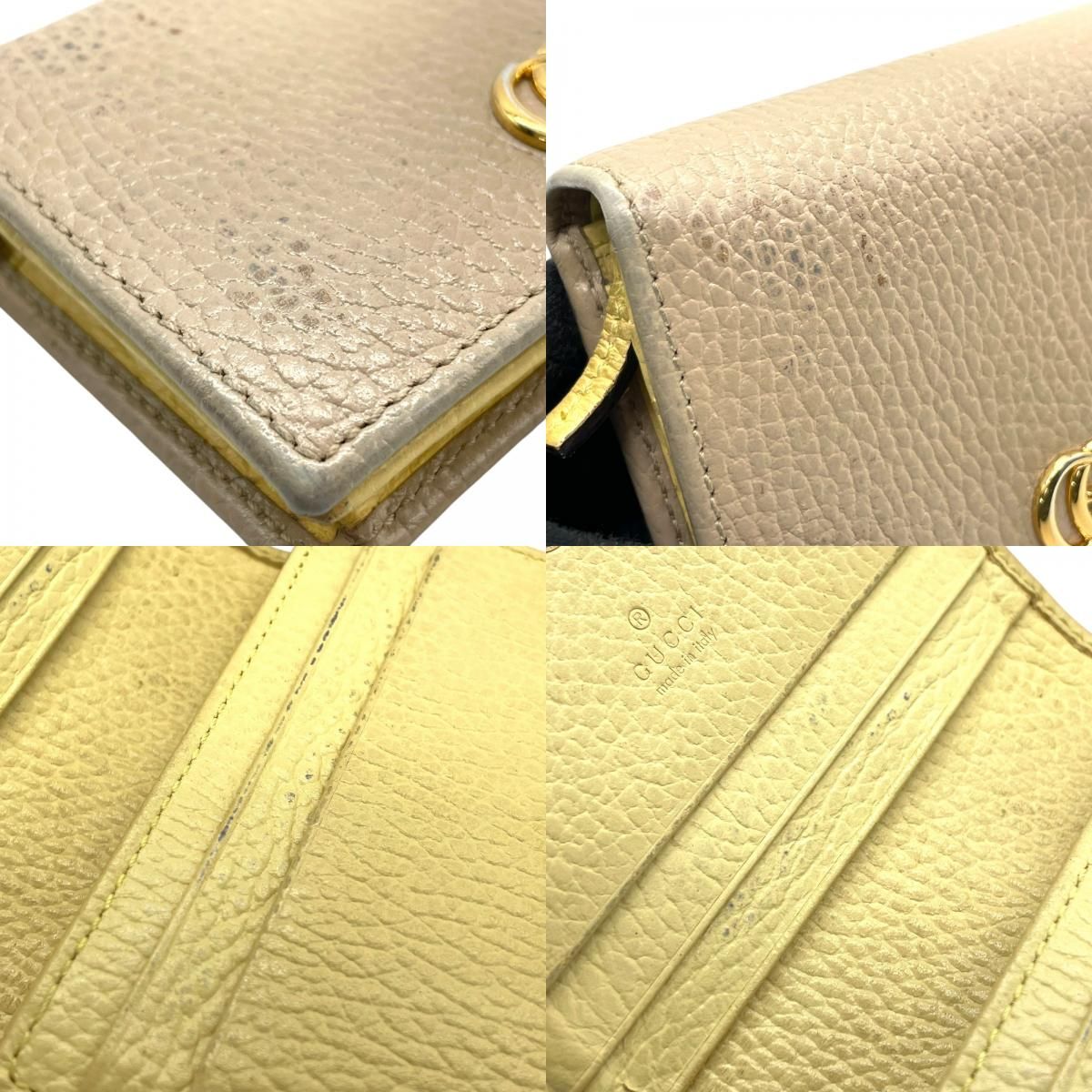 レア美品✨グッチ♡フルーツプリント二つ折り財布　ゴールド金具マーモントアイボリー グッチ GUCCI 二つ折り財布 ミニ財布 レディース プチ