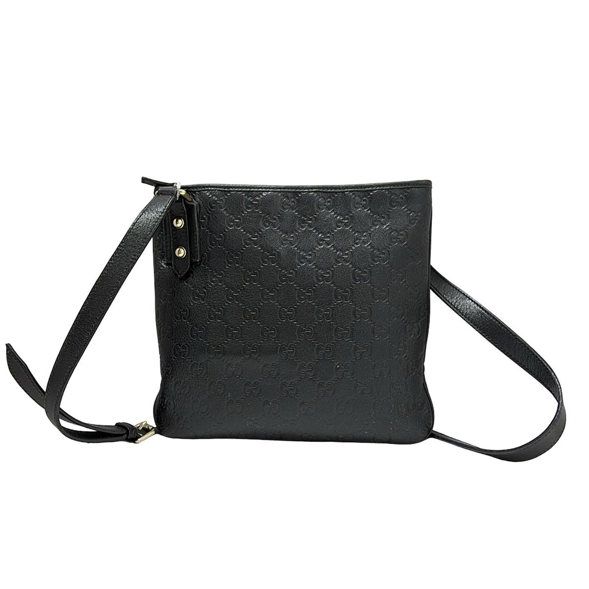 GUCCI ショルダーバッグ ブラック GUCCI 【超美品】グッチ スウィングミニ レザー ブラック 368827