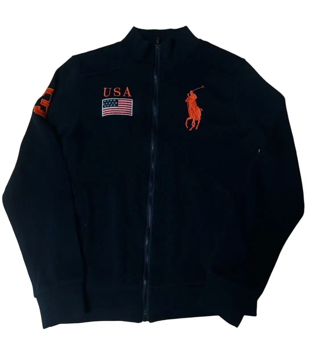 ポロ Ralph Lauren ラルフローレン USA ビッグポニーロゴ ブラックニットジップアップ M