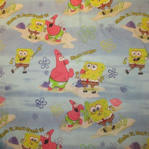 SPONGE BOBスポンジボブシーツフラットシーツTWIN sizeUSEDパトリックフィギュア人形ぬいぐるみ