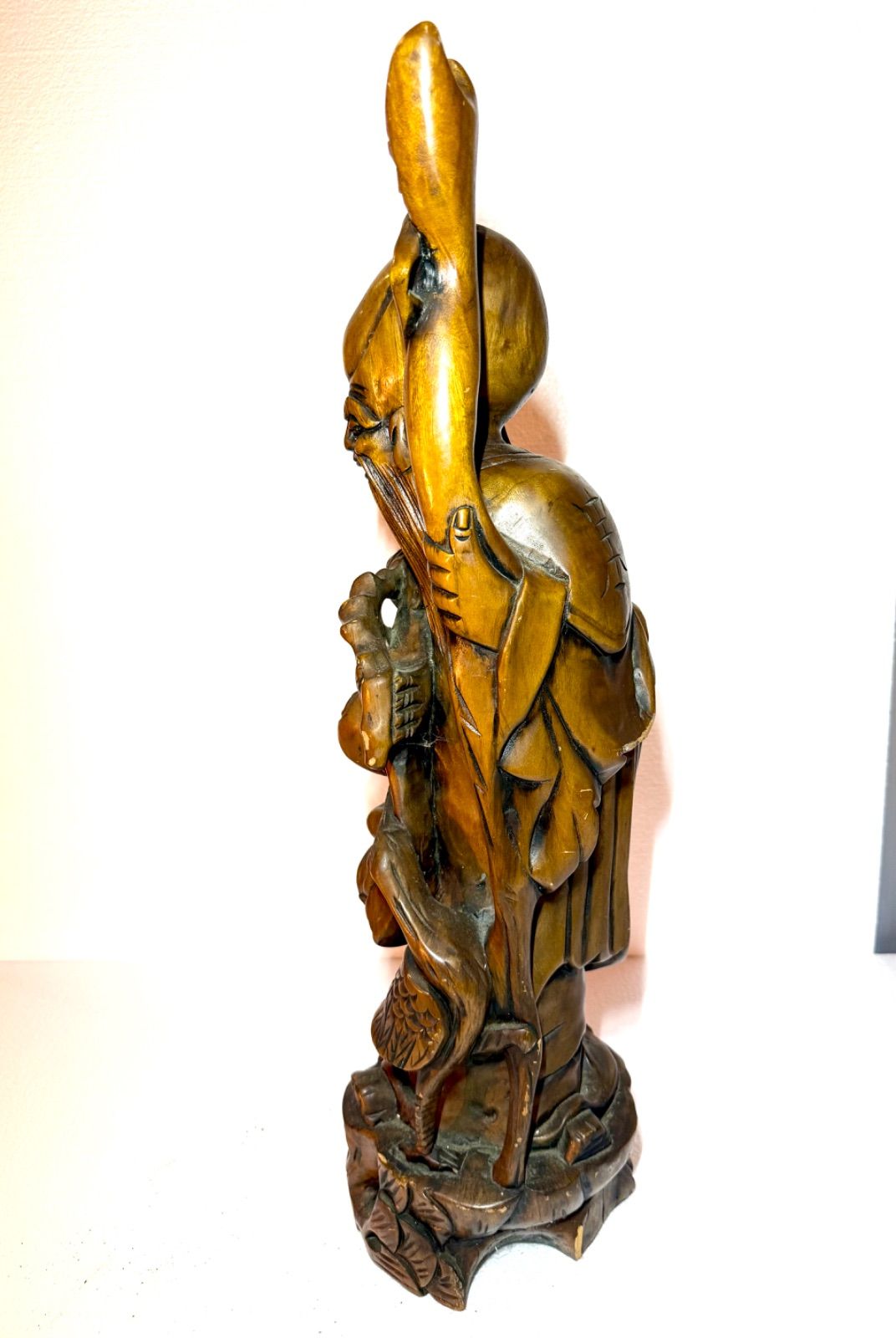 寿老人置物】 福禄寿 木製 木彫り 縁起物 七福神