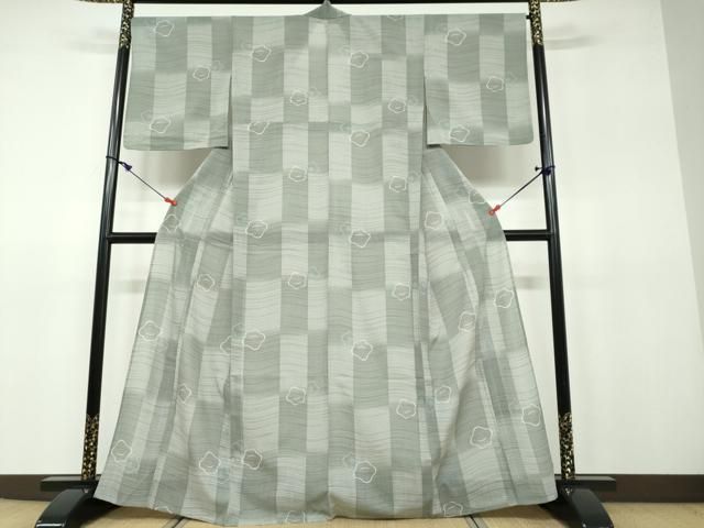 平和屋着物＊夏物 小紋 紗 舞花文 椿 洗える着物 DAAV4499ud