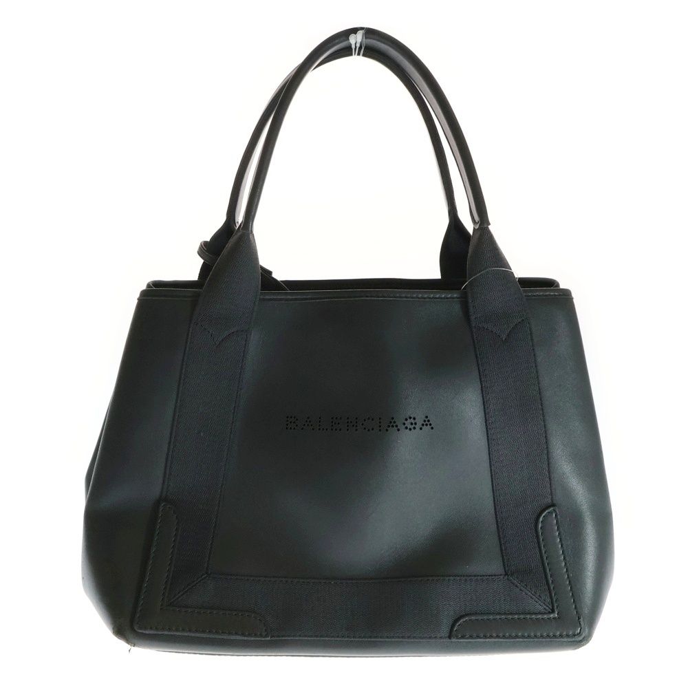 BALENCIAGA (バレンシアガ) ネイビーカバス S パンチングロゴ レザー