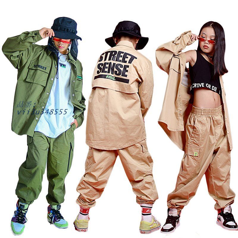 キッズ ダンス衣装 セットアップ 韓国 子供服 ヒップホップ シャツ 原宿 男の子 ジャケット 春 レッスン 秋 ジャズダンス 冬 カーゴパンツ 女の子 長袖 vii3u348555