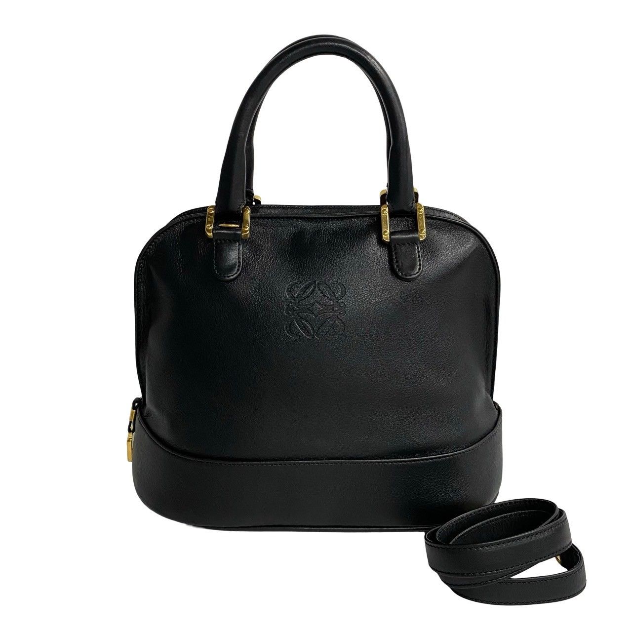 【未使用】LOEWE ロエベ アナグラム レザー ミニボストン ヴィンテージ LOEWE（ロエベ） 極 美品 袋 鍵付き アマソナ 28 アナグラム ロゴ 刻印