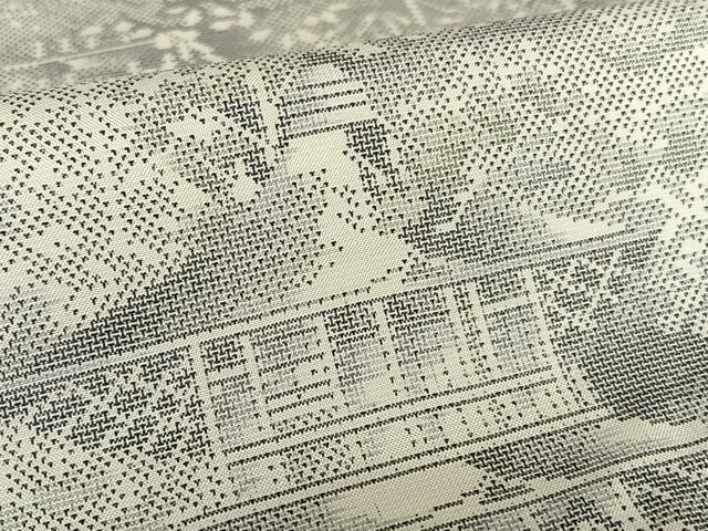 平和屋着物○本場大島紬 白大島 9マルキ 渡り橋風景草花文 ますいわ屋  