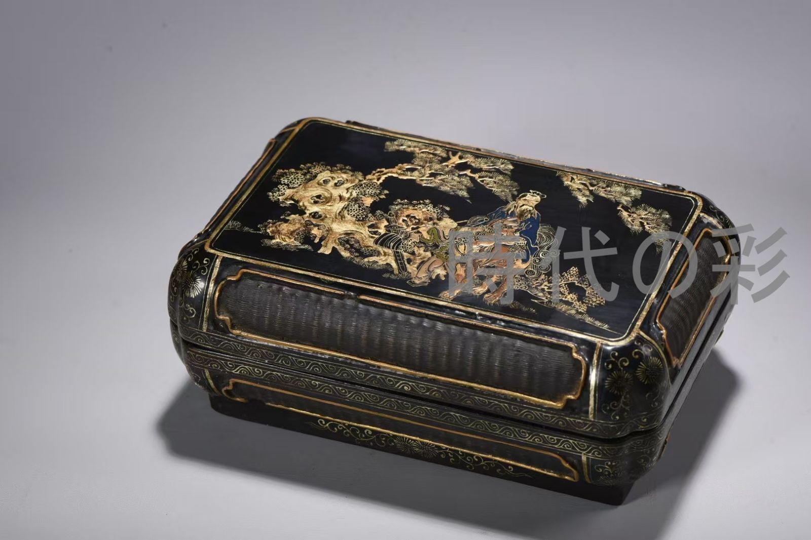中国古美術 清代 夾紵胎 描金漆器 太師少師図 文房盒 工芸品 骨董品 時代物 收藏価値 書斎飾 唐物 工芸 書斎装飾 時代物 鑑賞品 R07101428
