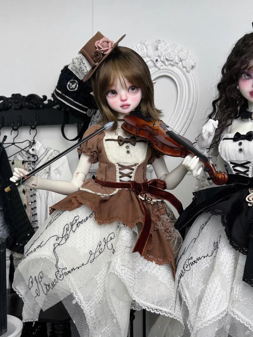 海外ディーラー製 ドール服 MDD 1/4サイズ ドレス ブラウン