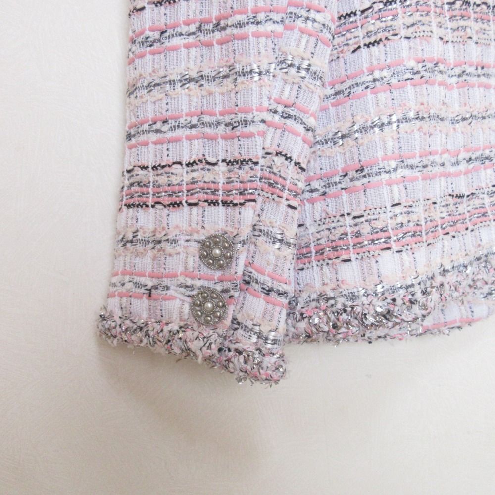 美品 24SS Rene ルネ マリアケント生地 ノーカラー ツイード