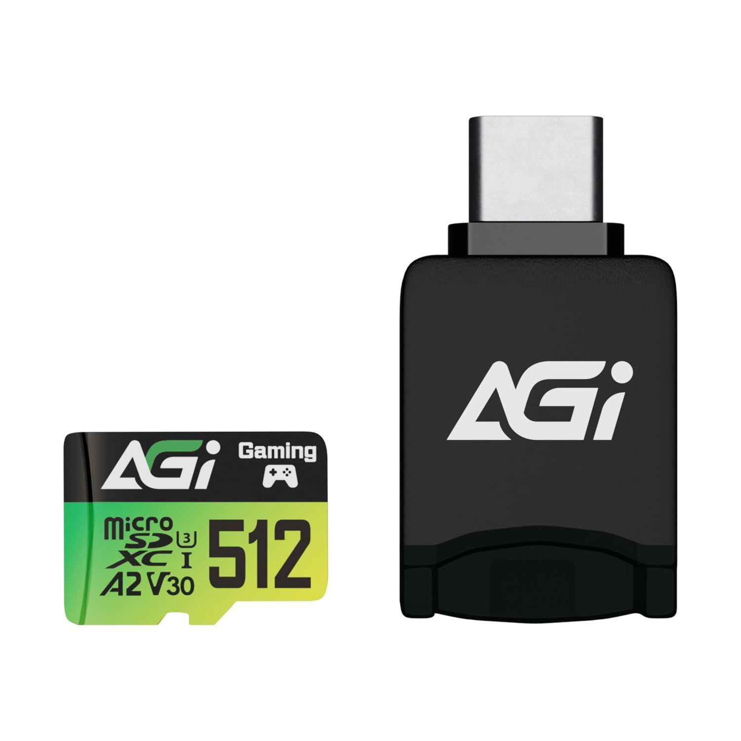 AGI 512GB TF138 マイクロsdカード|CR138 Type Cカードリーダー Nintendo Switch動作 済. MicroSDXC A2 U3 V30 4K UHS-I U3 読み出し速度最大170MB|s 書き込み速度最大160M
