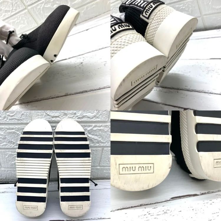 極美品❣️ ミュウミュウ MIU MIUニットスニーカーブラック黒23.5cm 
