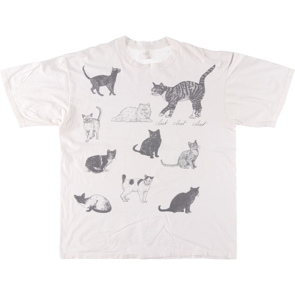 古着 ジャージーズ Jerzees ネコ柄 大判プリント アニマルTシャツ メンズXL相当|eaa548479