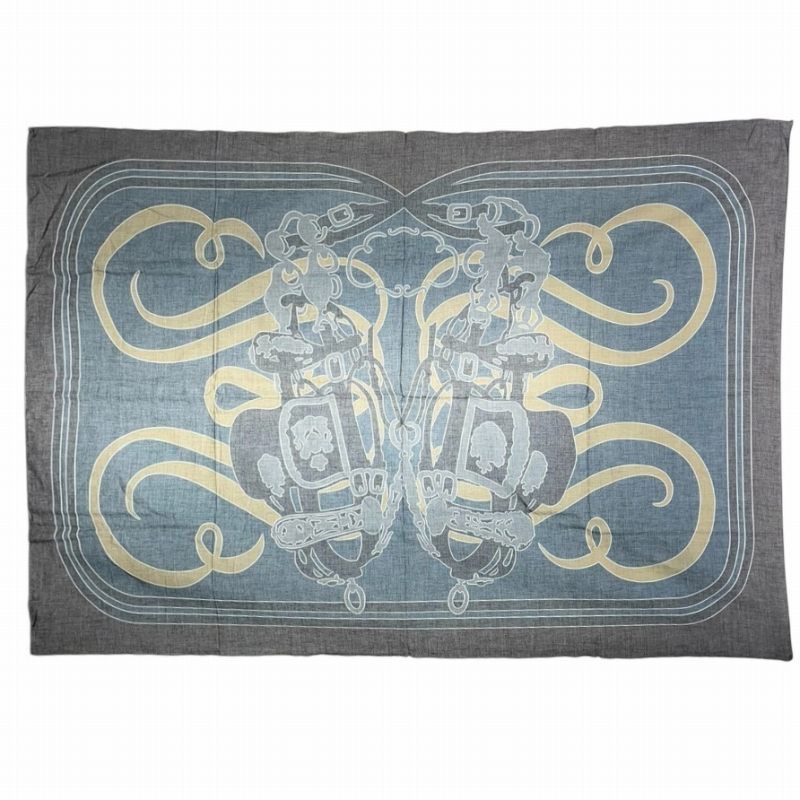 【美品】HERMES 式典用馬勒 大判 スカーフ ストール ショール エルメス HERMES 希少 タグ付 90×150cm brides de gala 式典用馬