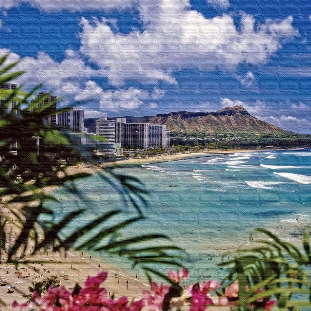 送料込】アートパネル ハワイ ワイキキ ワイキキビーチ 海 砂浜 空