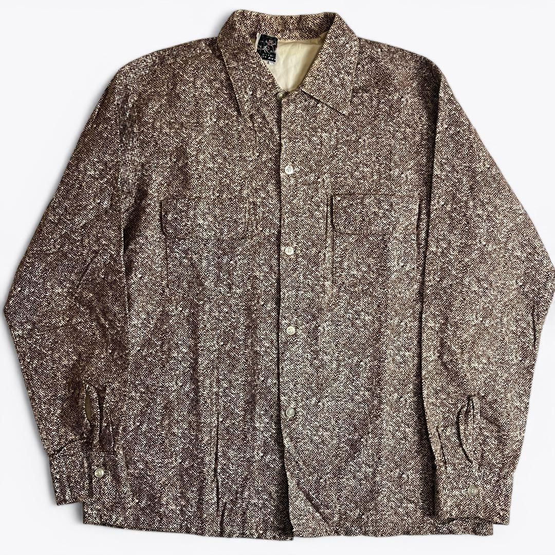 60s Glen Brae ネップ入りウール転写 プリントネルシャツ 2000000013831