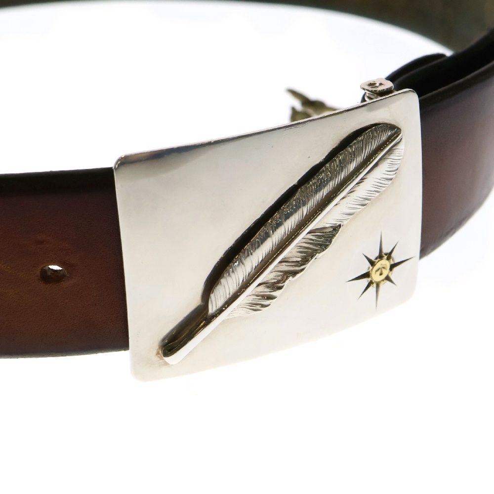 ゴローズ 特大フェザー4cm可動式角バックル サイズ:105 ベルト 中古 HJ08 ゴローズ 特大フェザー4cm可動式角バックル サイズ:105 ベルト 中古 HJ08