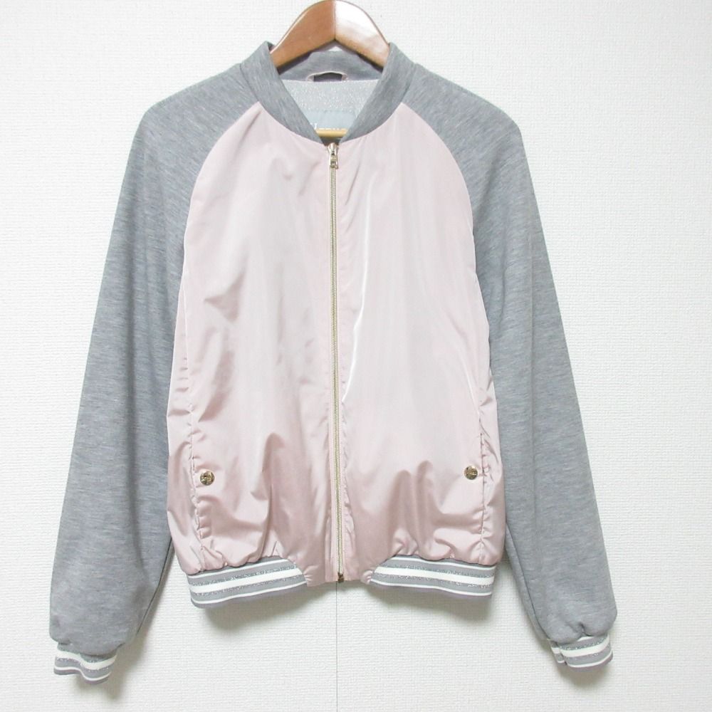HERNO ヘルノ スウェットブルゾン ジャケット GI0018G-19510-4000 キッズサイズ 14A ピンク×グレー キッズ 古着