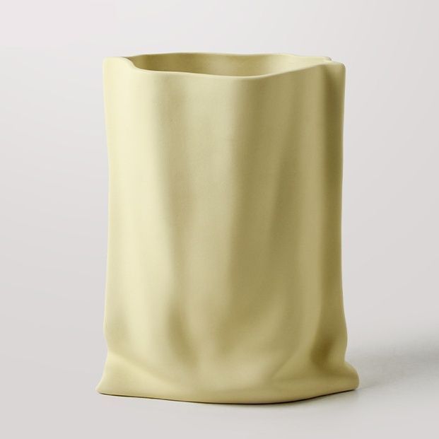 セラミック製 袋のように見える花瓶 花器 フラワーベース 割れ