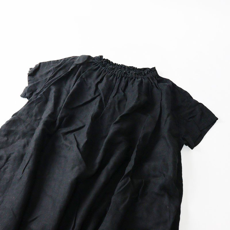 ネストローブ nest Robe 家じかん3wayドレス ブラック ワンピース リネン 製品染め スタンドフリル 半袖 ワイド 前後着 2400014609073 CAMPINGPARCCENTRAL_COM