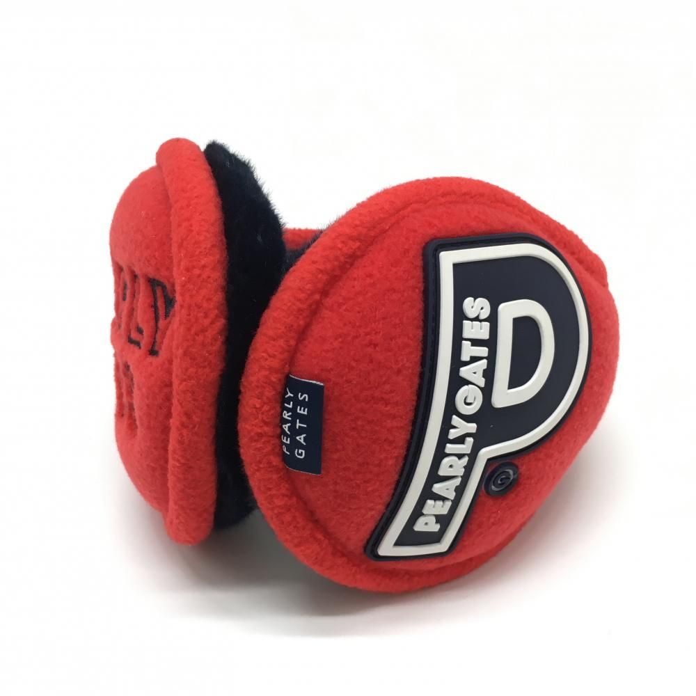 ゴルフ パーリーゲイツ イヤーマフ 超美品パーリーゲイツ イヤーマフ 耳当て レッド×ネイビー フリース