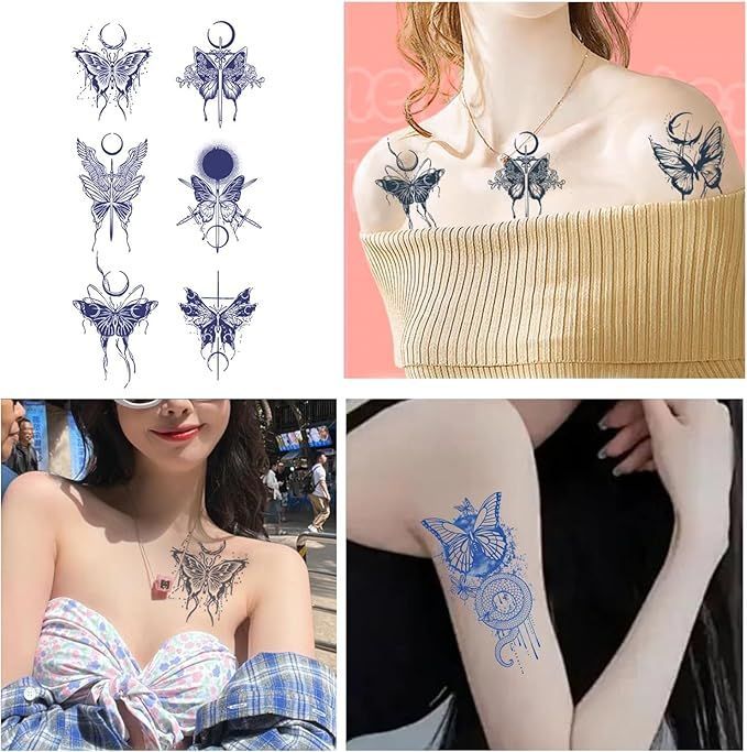 蝶 2週間で消えるタトゥー ヘナタトゥー ジャグアタトゥー 韓国タトゥーシール Amazon.co.jp: タトゥーシール 蝶 2週間で消えるタトゥー 5点